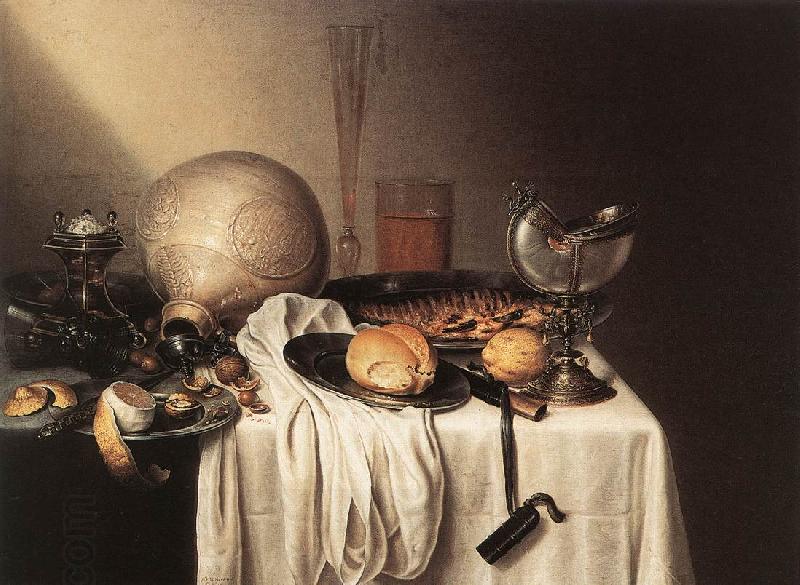 BOELEMA DE STOMME, Maerten Still-Life with a Bearded Man Crock and a Nautilus Shell Cup oil painting picture
